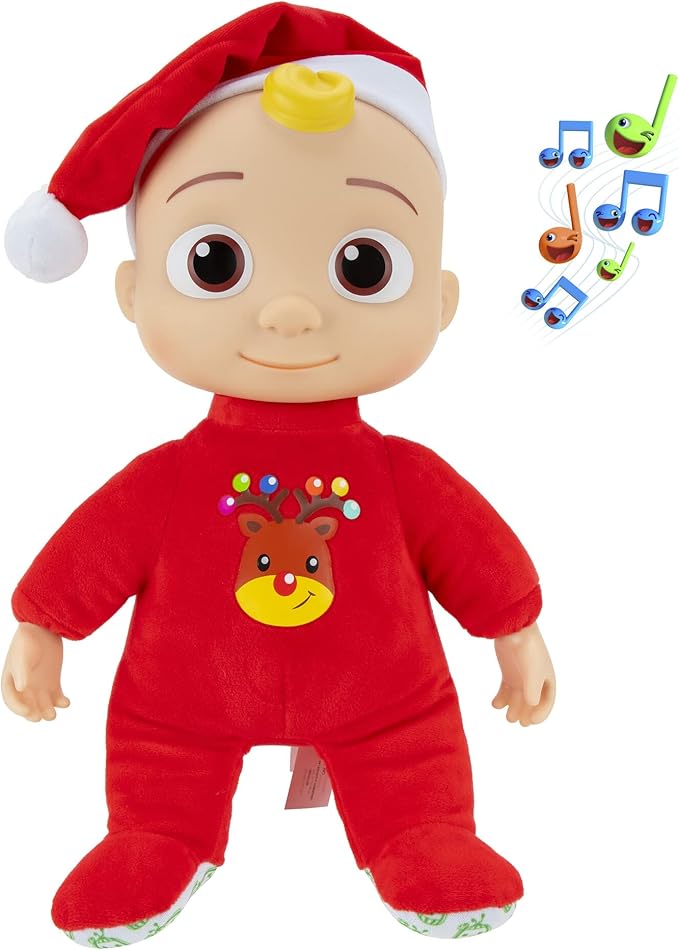 CoComelon Musical Deck The Halls JJ - Includes JJ Roto Doll with Santa Hat - Festive Doll with Activated Sounds - Toys for Preschoolers