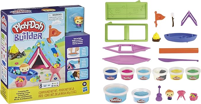 Play-Doh Builder Camping Kit Building Toy for Kids 5 Years and Up with 8 Cans of Non-Toxic Modeling Compound - Easy to Build DIY Craft Set