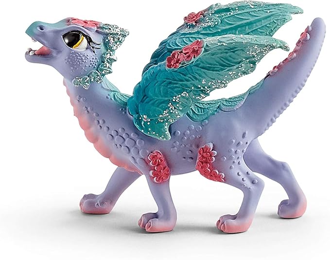 Schleich Bayala - 2 PC Flower Dragon and Baby Toy Set for Girls and Boys - Durable Fantasy Fairy Animal Figurines - Cute Pink and Blue Dragon Figures - Fun Wyvern Playset for Kids Ages 5+ - 70592