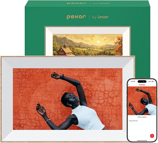 Pexar Starlight 15.6" Digital Picture Frame (Powered by Lexar), A Stunning, Large Anti-Glare Touchscreen with Vibrant Visuals for Gifting, Wedding, 64GB Local Storage, Share Photos/Videos via APP