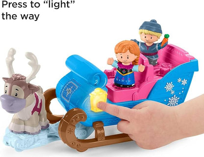 Fisher-Price Little People Toddler Toy Disney Frozen Kristoff’s Sleigh Vehicle with Character Figures for Pretend Play Kids Ages 18+ Months (Amazon Exclusive)