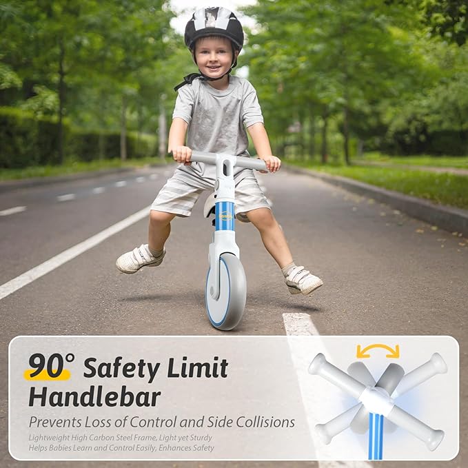 8“ Toddler Balance Bike for 2 Year Old, Adjustable Seat & Handlebar, Age18 Months to 5 Years Old, No-Pedal Training Bike First Gifts-Blue