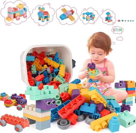78 Pcs Top STEM Soft Building Block Sets for Kids Aged 18 months to 6 years.Mega Blocks for Baby.Large Construction Stacking Block Toys for Toddler to Improve Imagination、Creativity、Hands-on Ability