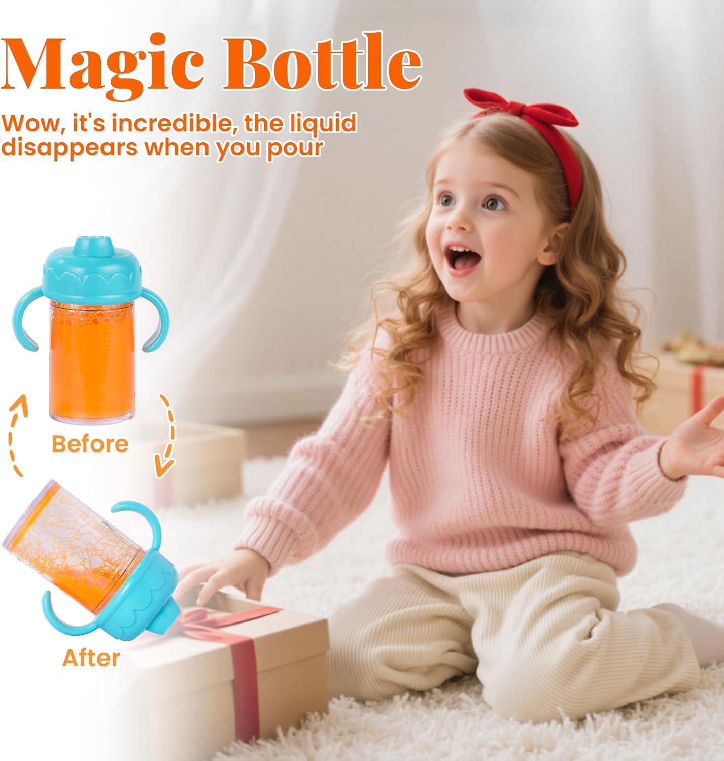 BABESIDE Baby Doll Accessories – 9 Pcs Feeding Set with Magic Bottles, Pacifiers, Bibs, Diapers & Carry Bag, Pretend Play Kit for 12–15 Inch Dolls