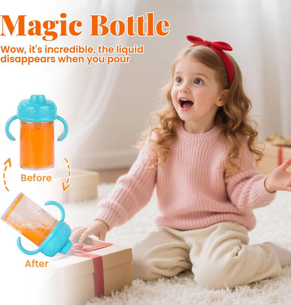 BABESIDE Baby Doll Accessories – 9 Pcs Feeding Set with Magic Bottles, Pacifiers, Bibs, Diapers & Carry Bag, Pretend Play Kit for 12–15 Inch Dolls