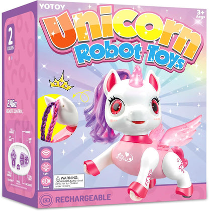 YOTOY Remote Control Unicorn Robot Toys for Kids Age 3 4 5 6 7 8 Years Old: Robot Pets for Kids, Robot Unicorns for Girls 4-6, Birthday Present for 3 4 5 6 Year Old Girl