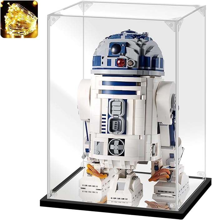 Acrylic Display Case for Collectibles Assemble Acrylic Display Box for Lego 75308 76191 Robot Kits Clear Acrylic Case for Display Trophy Action Figures Toys(Black,9.8*7.9*13.8 inch)