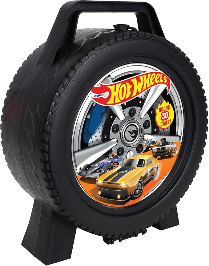 Mattel: Hot Wheels 30 Car Case - Wheel-Shaped Organizer, Storage Accessory, Holds 1:64 Scale Die-Cast Toy Vehicles, Play-Display, Officially Licensed Amazon Exclusive