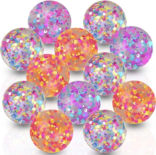 ArtCreativity Sparkle Spot High Bounce Balls, Set of 12, Bouncing Balls for Kids with Confetti Inside, Outdoor Toys for Encouraging Active Play, Party Favors and Pinata Stuffers for Boys and Girls