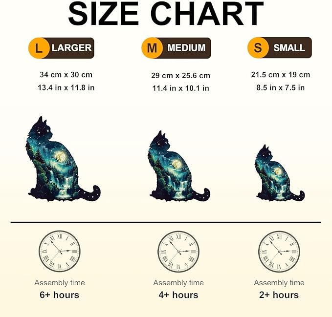 Under The Starveil Cat Puzzles Adults Wooden 120 Pieces, Jigsaw Puzzles for Adults Unique Animal Shape Wood Puzzle Birthday for Cat Lovers, 11.4 * 10.1in