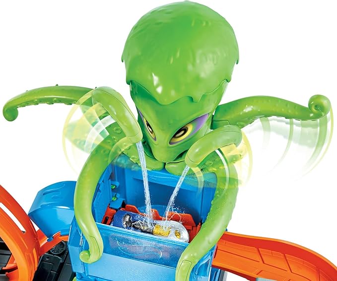 Hot Wheels City Toy Car Track Set, Ultimate Octo Car Wash Playset & Color Reveal Car in 1:64 Scale, Repeat Color Change in Very Warm & ICY Cold Water