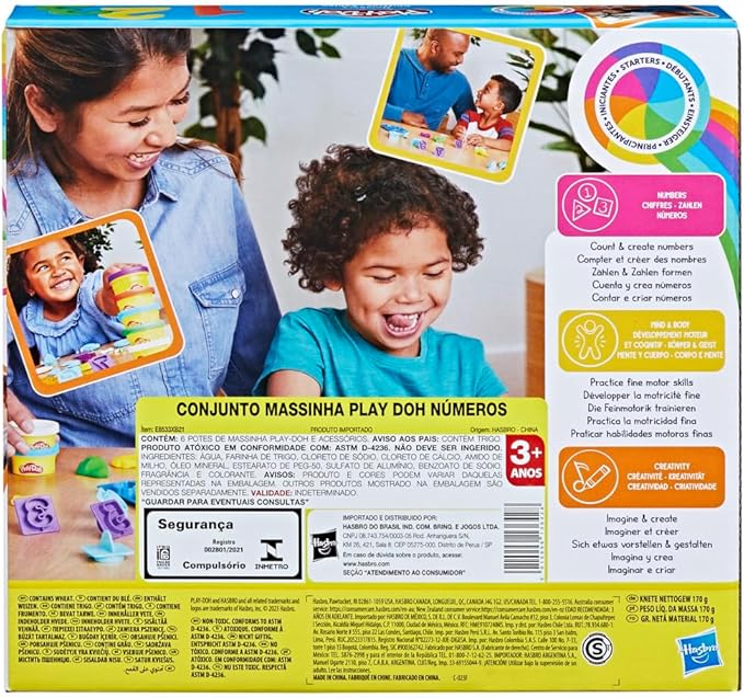 Hasbro Play-Doh Fundamentals - 10 Numbers plus Multiple Shape Stamper Tools plus 6 Colors of Play-Doh