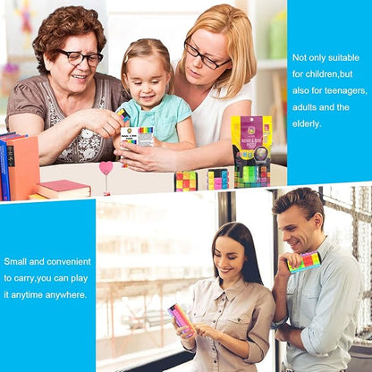 R.Y.TOYS Rotate and Slide Puzzle-Design Patent,Fidget Toys(Restore Order/Create Patterns) 8 Colors,3 and 5 Layers-Detach Piece for Quick Play,Brain Teaser,Sensory Toys Gifts,Easter Basket Stuffers