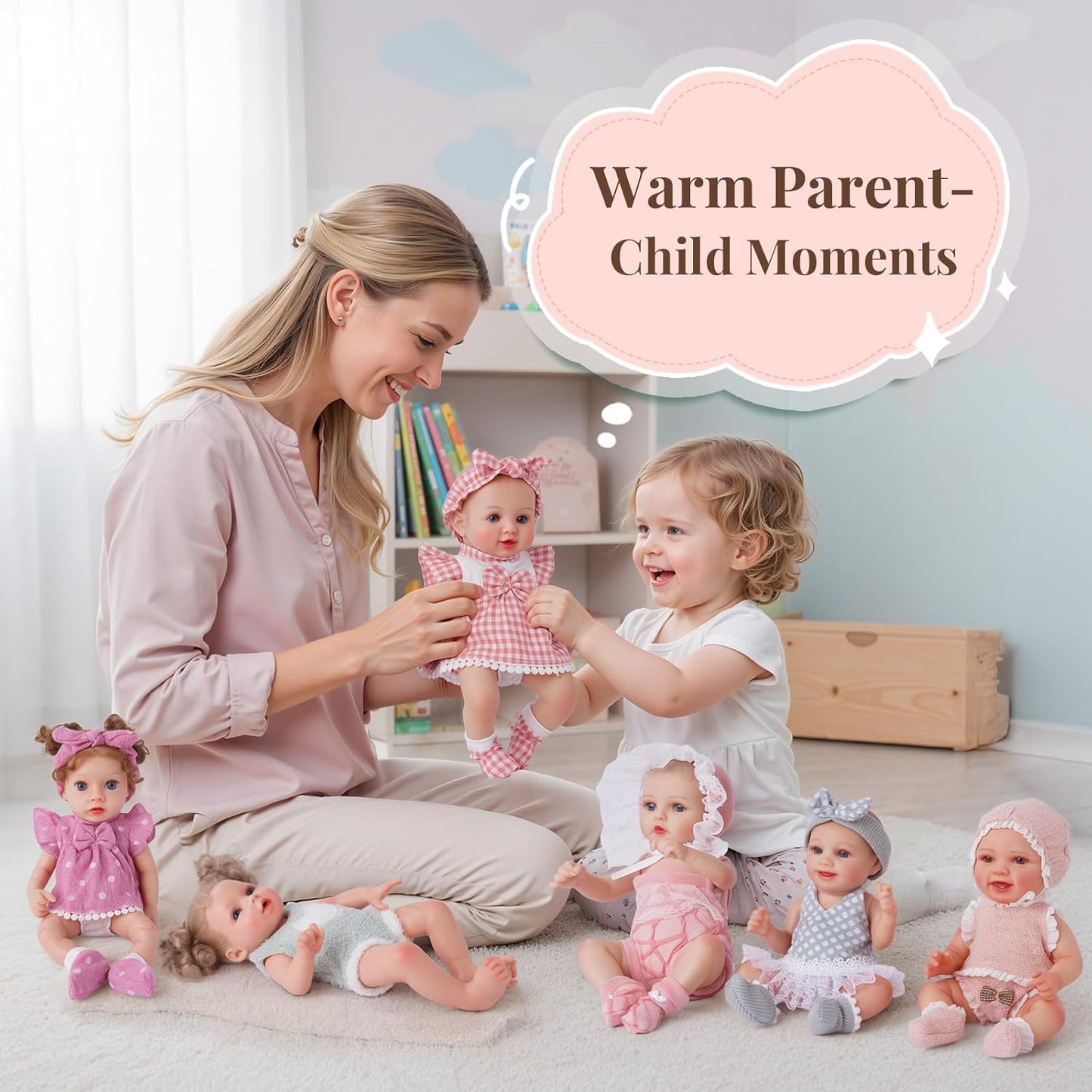 BABESIDE 6 Sets of Baby Doll Clothes for 8-10-12 Inch Dolls, Bitty Babydolls Clothes and Accessories Set with Socks Underwear for Realistic Baby Dolls Girl