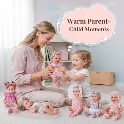 BABESIDE 6 Sets of Baby Doll Clothes for 8-10-12 Inch Dolls, Bitty Babydolls Clothes and Accessories Set with Socks Underwear for Realistic Baby Dolls Girl