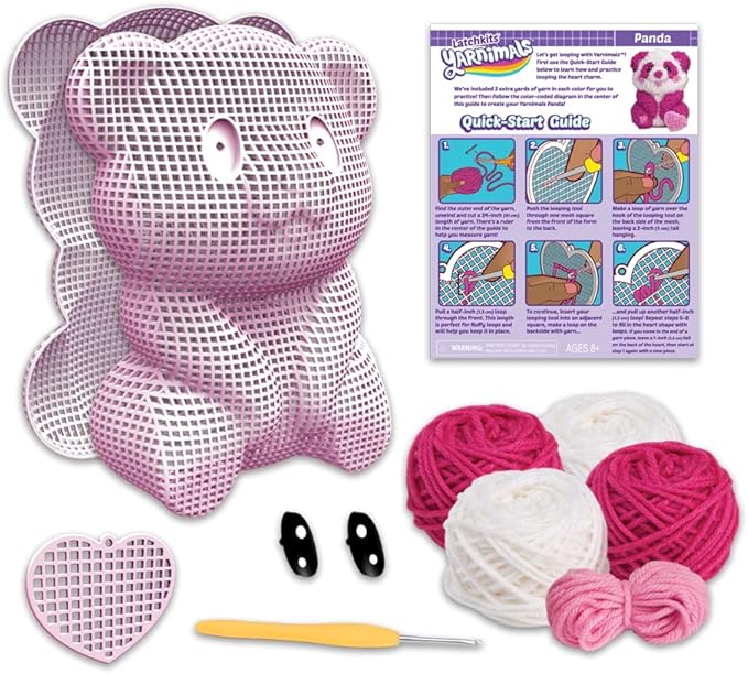PlayMonster Yarnimals — Panda — Loop Your Own Panda — Craft Kit — Make Your Own Animal Toy — Ages 8+