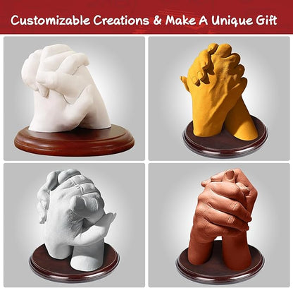 PewinGo Hand Casting Kit With Base - DIY Plaster Mold for Couples - Gift Ideas for Valentines, Engagement, Anniversary, Wedding, Boy/Girlfriend