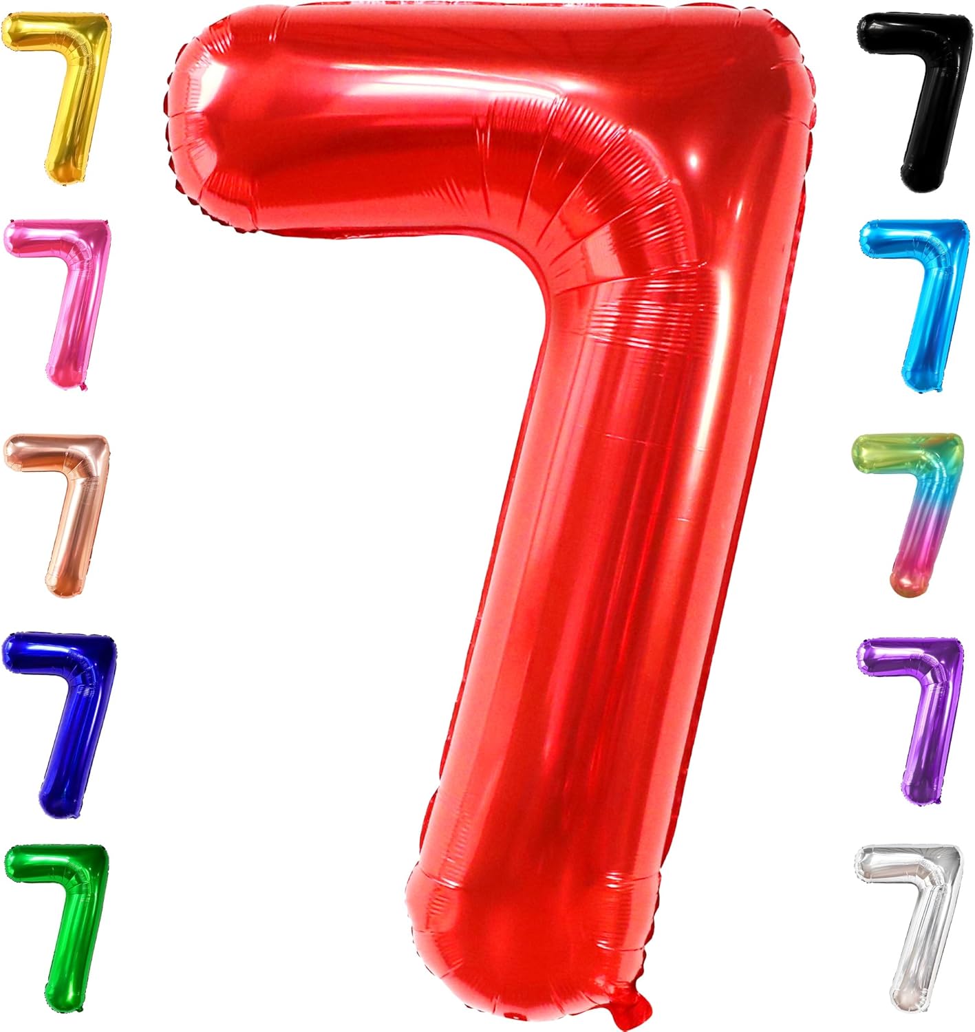 KatchOn, Giant Red Number 7 Balloon - 40 Inch | 7th Birthday Balloon for 7th Birthday Decorations | 7 Balloon number for Birthday | Seven Number | Number Balloons for Anniversary Decorations
