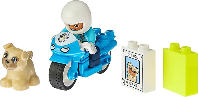 LEGO DUPLO Town Rescue Police Motorcycle 10967 Toy for Toddlers, Boys & Girls 2 Plus Years Old, with Police Officer and Dog Figure, Early Development Toys