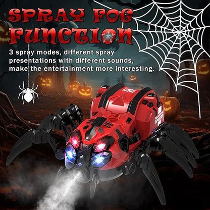 Remote Control Spider Toy, Robot Spider with 2.4 GHz Remote Controller, RC Spider Stunt Robot with Spray/Lights/Music, Realistic Spider Gift for Boys Girls, Halloween, Christmas, Toys for Party Prank