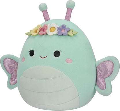 Squishmallows Original 8-Inch Reina Green Butterfly with Flower Crown - Official Jazwares Large Plush