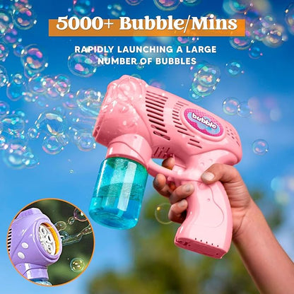 JOYIN 2 Bubble Guns with 2 Bottles Refill Solution, Bubble Machine Gun for Kids, Toddlers, Party Favors, Summer, Outdoors Activity, Wedding, Easter, Birthday Gift