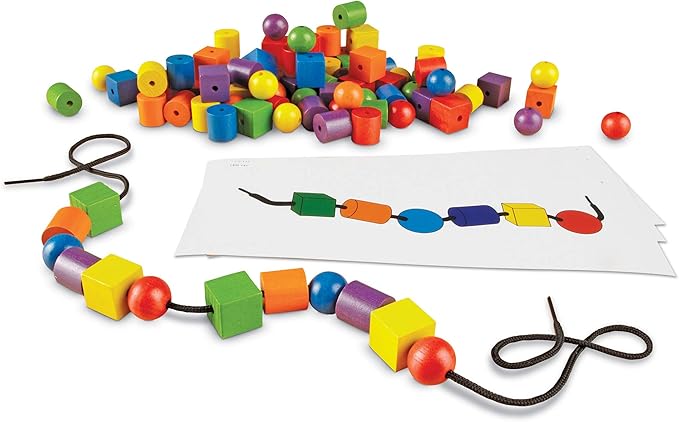Learning Resources Beads and Patterns Card Set, Lacing Beads, 130 Pieces Ages 3+