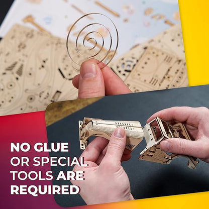 UGEARS Sports Car Rapid Mouse 3D Wooden Puzzles for Adults - Wooden Model Kits for Adults Hobbies for Men Wood Mechanical Model Wooden Cars to Build Engine Puzzle Brain Teaser Hobby Set