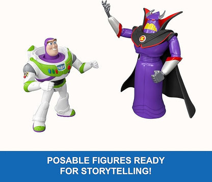 Mattel Disney Pixar Storytellers Story Intergalactic 3-Pack of Action Figures, 4-Inch Scale Buzz Lightyear, Zurg & Alien Posable Toys