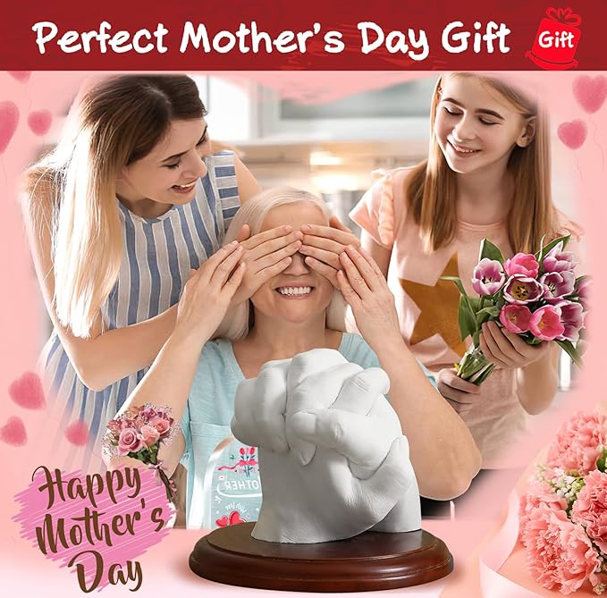 PewinGo Hand Casting Kit With Base - DIY Plaster Mold for Couples - Gift Ideas for Valentines, Engagement, Anniversary, Wedding, Boy/Girlfriend