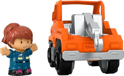 Fisher-Price Little People Toddler Toy Help and Go Tow Truck and Figure for Pretend Play Kids Ages 1+ Years