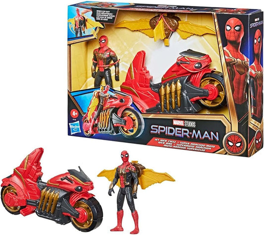 Marvel Spider-Man 6-Inch Jet Web Cycle Vehicle and Detachable Action Figure Toy with Wings, Spider-Man Movie-Inspired, for Kids Ages 4 and Up