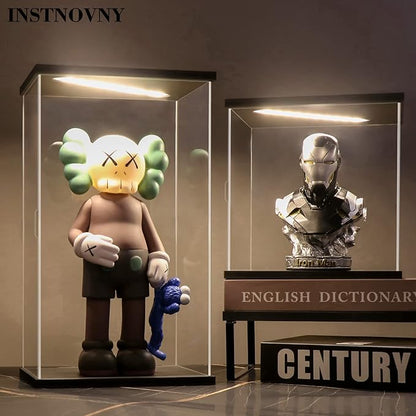 Acrylic Display Case for Collectibles Clear Acrylic Boxes for Display Action Figures Lighted Building Toys 75318 Display Case Room Decoration Box(Black-Solid Yellow; 9.8*9.8*9.8 inch)