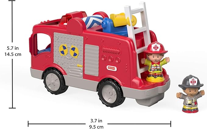 Fisher-Price Little People Toddler Toy Helping Others Fire Truck with Music Lights & Figures for Preschool Pretend Play Kids Ages 1+ Years