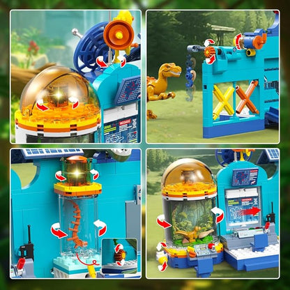 HOGOKIDS 2-in-1 Dinosaur Research Institute Building Set with Light - 837PCS Dino World Building Blocks Toys with 2 Dinosaur Figures, Dinosaur Playset Birthday Xmas Gifts for Boys Girls Age 8-14 Years