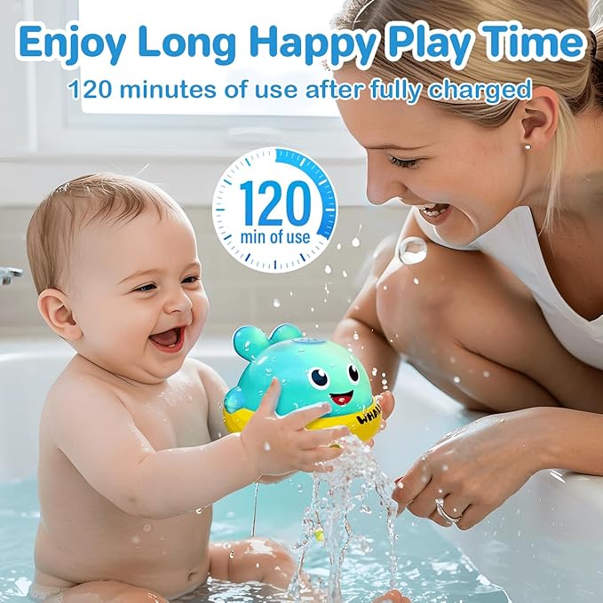 Baby Bath Toys, Light Up Whale Sprinkler Bath Toys for Kids Ages 1-3, Pool Water Toys for Toddlers Bathtub Fountain Toys, Birthday Gifts for 1 2 3 Year Old Boys & Girls