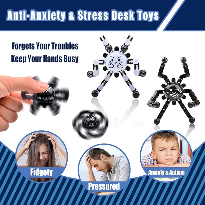 Transformable Fidget Spinners Toys for Adults and Kids,Cool Fingertip Gyros Gifts for Christmas Birthdays Stocking Stuffers,Teens Sensory Travel Toy for Boy Girls ADHD Autism Relief Stress