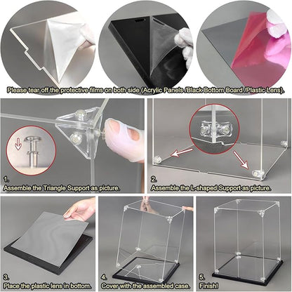 Acrylic Display Case for Collectibles Assemble Display Box for Bearbrick 1000% Clear Acrylic Case for Display Lego Toys Dolls Action Figures Storage(Black,15.4*9.8*29.1 inch)