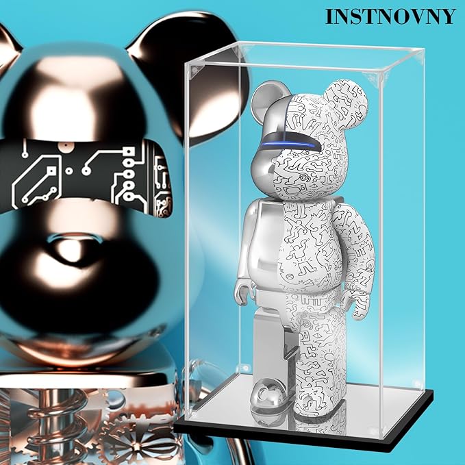 Acrylic Display Case for Collectibles Assemble Display Box for Bearbrick 1000% Clear Acrylic Case for Display Lego Toys Dolls Action Figures Storage(Black,15.4*9.8*29.1 inch)