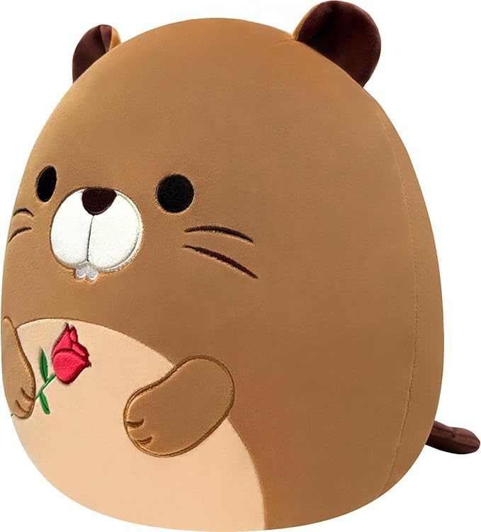 Squishmallows Original 12in Chip The Beaver Holding Rose – Official Jazwares Valentine’s Day Plush (Medium-Sized)