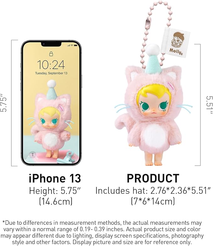 POP MART Baby Molly Pocket Friends Series-Vinyl Plush Pendant Blind Box Figures, Random Design Action Figures Collectible Toys Home Decorations, Single Box