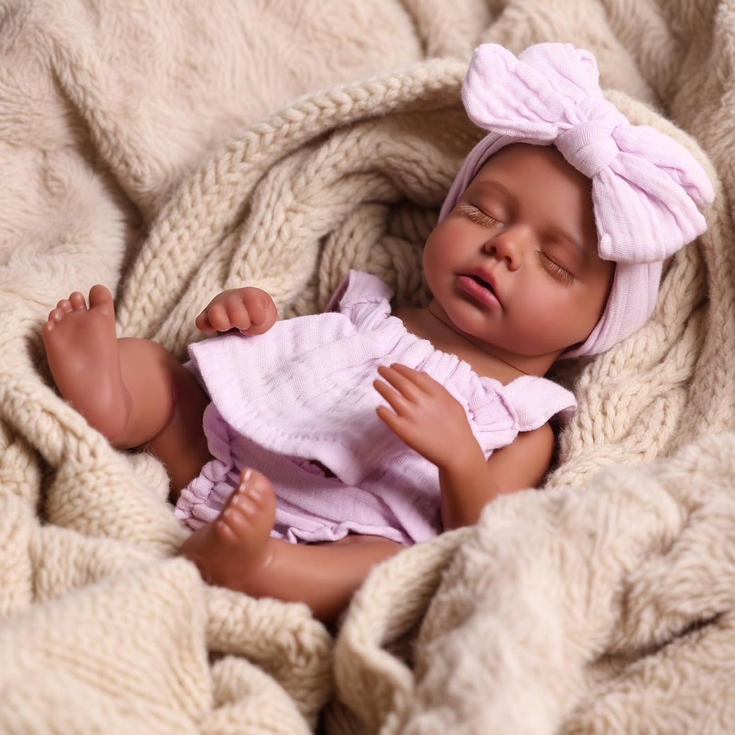 BABESIDE Lifelike Reborn Baby Dolls Daisy Black Girl- 12 Inch Soft Body Realistic-Newborn Handmade Real Life Baby Dolls with Clothes and Toy Gift for Kids Age 3+