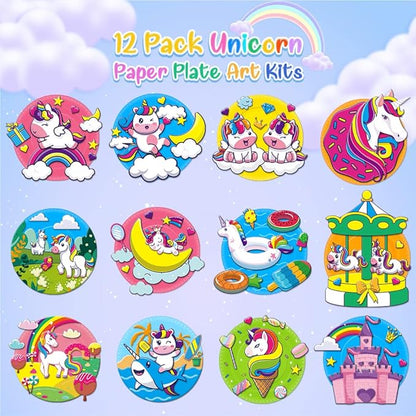 V-Opitos Arts and Crafts Kits for Kids, 12 Pack Paper Plate Crafts for Toddlers Age of 2, 3, 4, 5 Years Old, Fun Preschool Classroom Activity Project for Boys & Girls