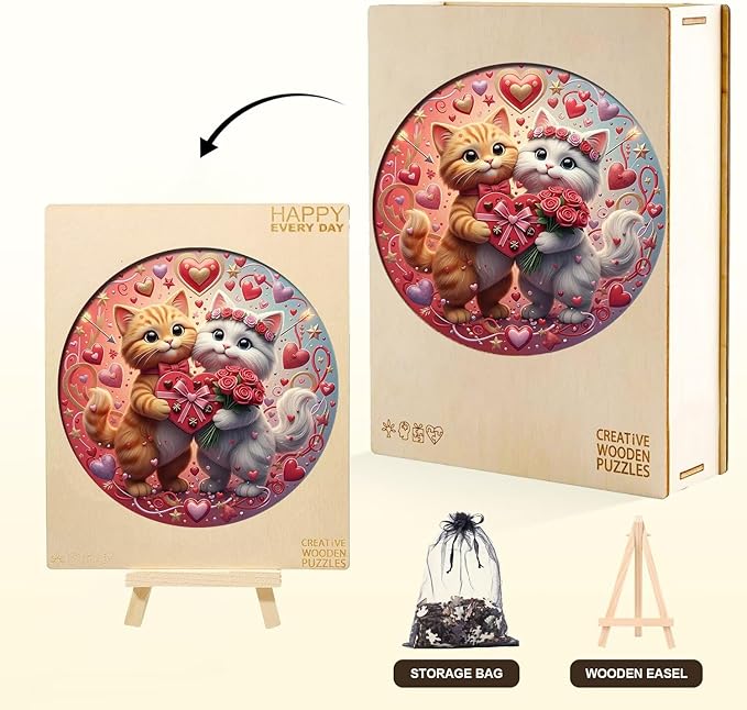 Sweetheart Cat Puzzles Adults Gifts Wooden 85 Pieces 7.9 * 7.9in