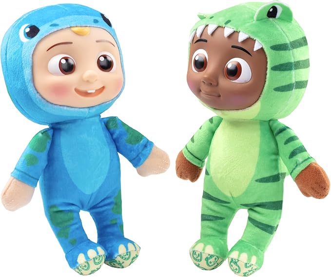 CoComelon 8-Inch JJ & Cody Dinosaur 2-Pack Plush - Officially Licensed - Quality Soft Stuffed Animal Doll - Toy for Toddlers & Preschoolers - Gift for Kids, Boys & Girls - Set of 2