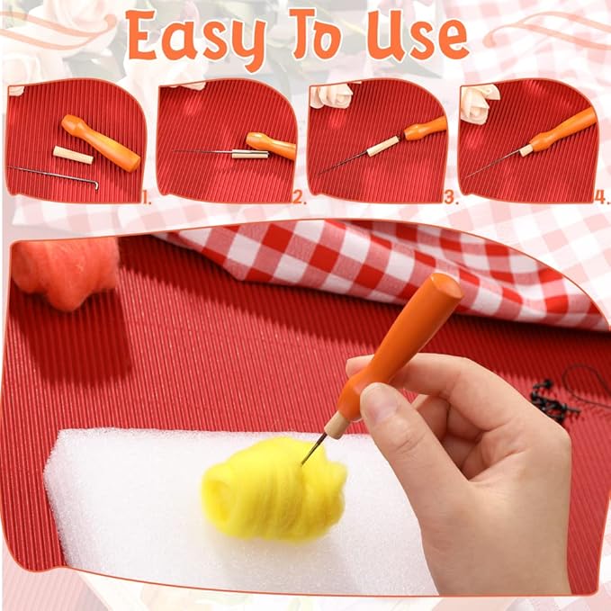 Mayboos Needle Felting Kit, Wool Roving 20 Colors Set, Wool Felting Tool Starter Kit Felt Molds with Portable Storage Box for DIY Craft Home Decoration