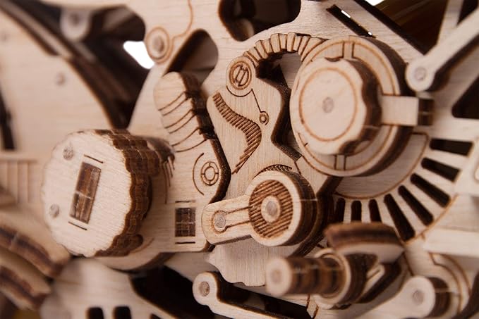 Wood Trick Motorcycle w/Rubber Band Motor Rides up to 16ft - Mechanical Model Kits for Adults - 10x4in - 3D Wooden Puzzles for Adults - Engineering DIY 3D Puzzle Wooden Models