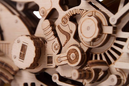 Wood Trick Motorcycle w/Rubber Band Motor Rides up to 16ft - Mechanical Model Kits for Adults - 10x4in - 3D Wooden Puzzles for Adults - Engineering DIY 3D Puzzle Wooden Models