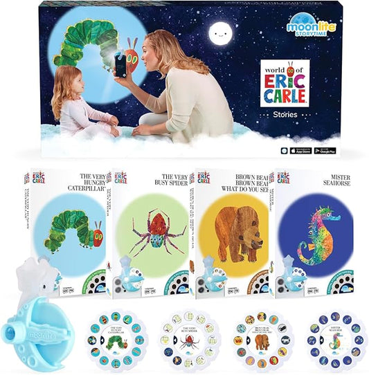 Moonlite Storytime Mini Projector with 4 Eric Carle Stories, A Magical Way to Read Together, Digital Storybooks, Fun Sound Effects, Early Sensory Learning, Gifts for Kids Ages 1 and Up
