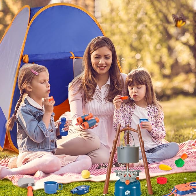 Meland Kids Camping Set with Tent - Camping Gear Toy with Pretend Play Outdoor Toy for Toddlers Birthday Gift